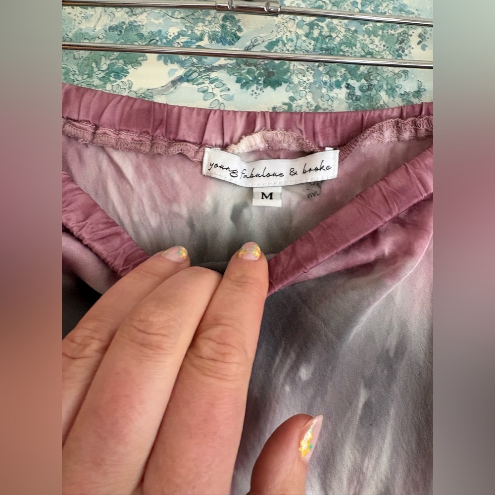 Young Fabulous & Broke Mauve and Charcoal Tie-Dye Midi Skirt - Picture 5 of 6
